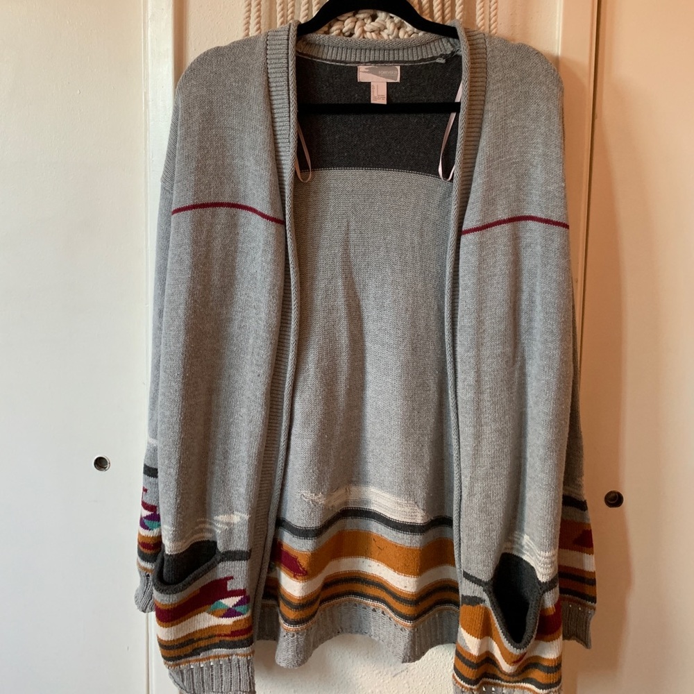 Colorful patterned heavy cardigan